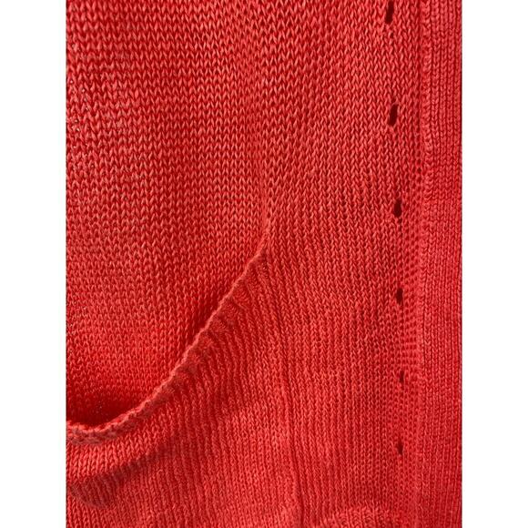 J. Jill Love Linen S Orange 100% Linen 1/2 Sleeve Duster Cardigan Sweater - Picture 2 of 7